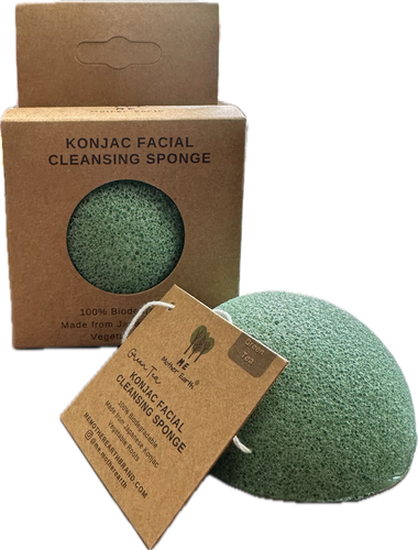 Green Tea Konjac Sponge - Made From Japanese  Konjac Vegetable Root - Biodegradable - Eco Friendly - Zero Waste Vegan