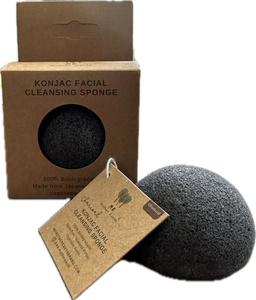 Charcoal Konjac Sponge - Made From Japanese Konjac Vegetable Root - Biodegradable - Eco Friendly - Zero Waste - Vegan